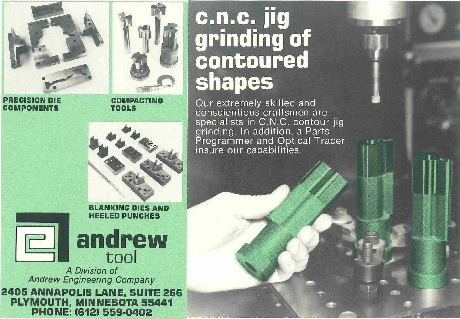 1980 Andrew Tool CNC Jig Grinding of Contoured Shapes Advertisement-1